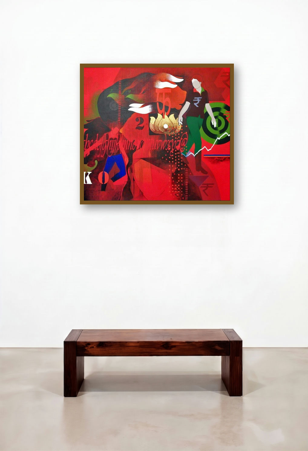 Homage (The Market of Life) by artist Ranjit Singh displayed in a Traditional Reception Area