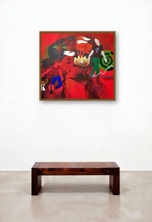 Homage (The Market of Life) by artist Ranjit Singh displayed in a Traditional Reception Area