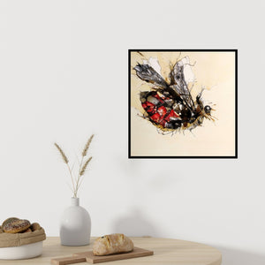 In-situ view of Sonam Sikarwar's 'Honey Bee' painting in a room