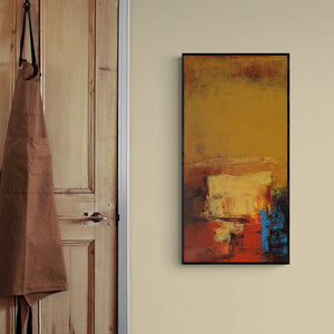 In-situ view of Siddhesh Rane's 'Horizon (Ember Horizon)' painting in a room