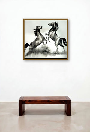 Horse Competition (Dueling Stallions) by artist Deven Ramesh Bhosale displayed in a Urban Loft Hotel Lobby