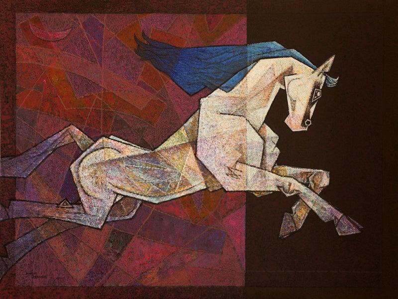Animals acrylic painting titled 'Horse The One Who Respects Love', 36x48 inches, by artist Dinkar Jadhav on Canvas