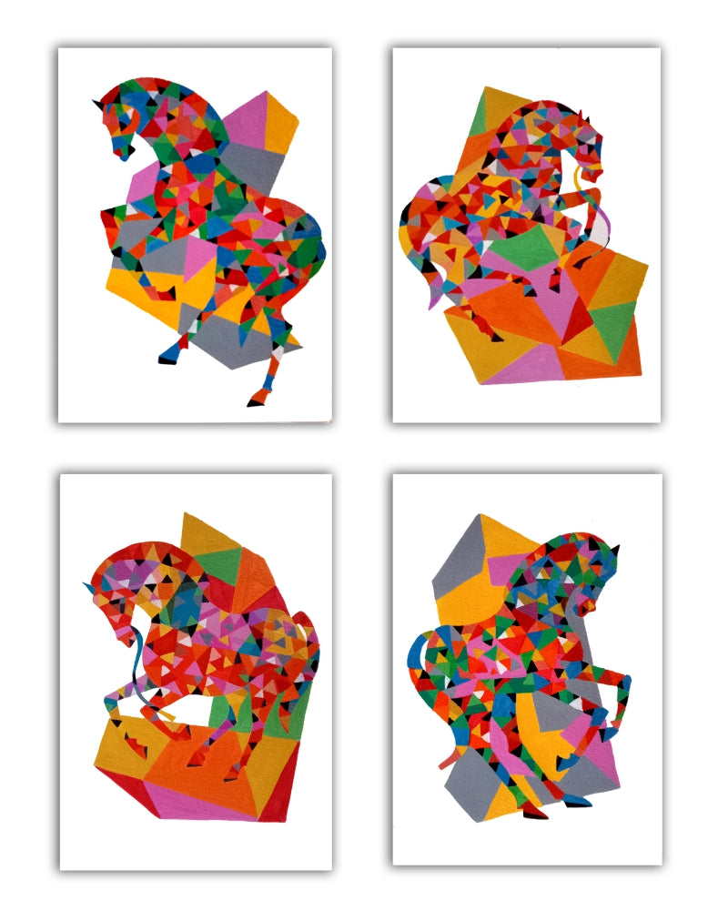 Horses' animals acrylic painting by artist Prasanta Acharjee, 22x16 inch, on brustro board