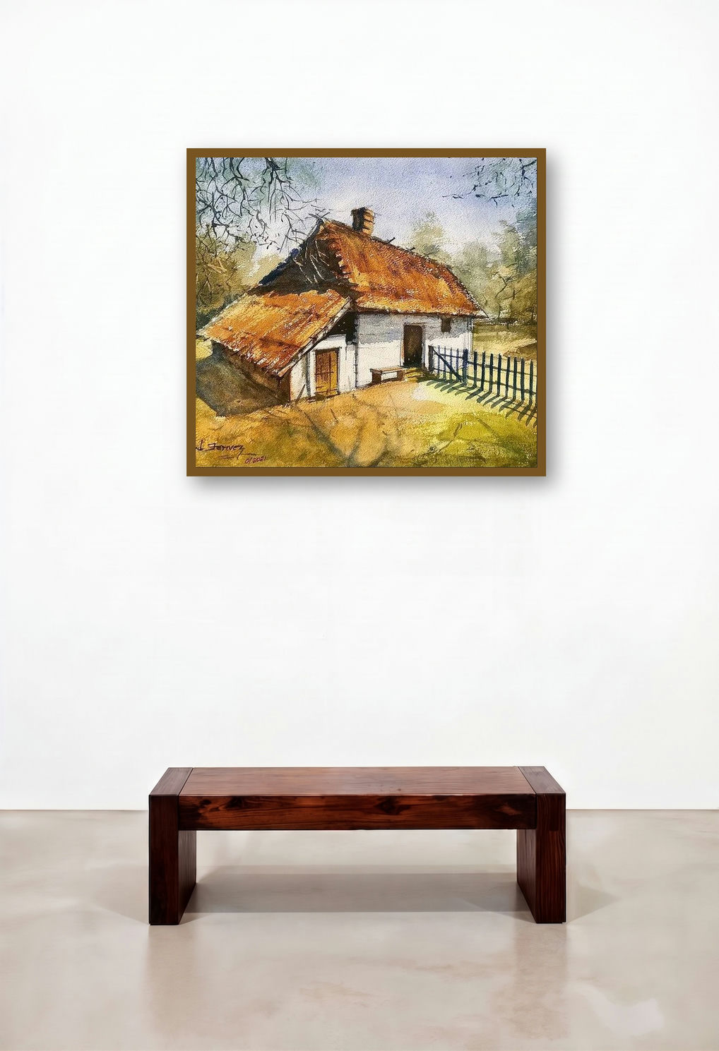 House (Humble Abode) by artist Ks Farvez displayed in a Elegant Hotel Lobby