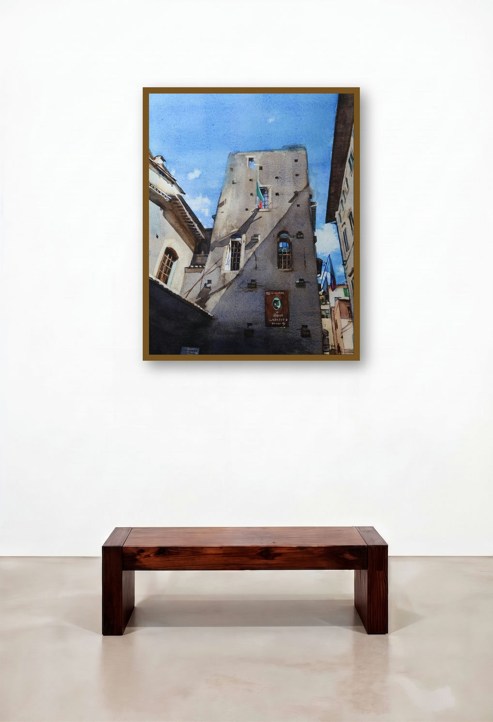House Of Dante (Tuscan Shadows) by artist Dr Uday Bhan displayed in a Traditional Library