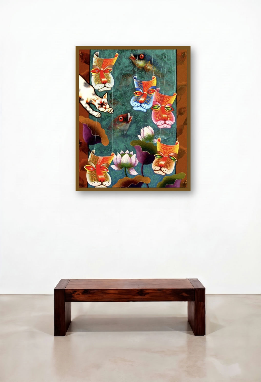 Hunter 5 (Masked Reflections) by artist Nur Ali displayed in a Elegant Hotel Suite
