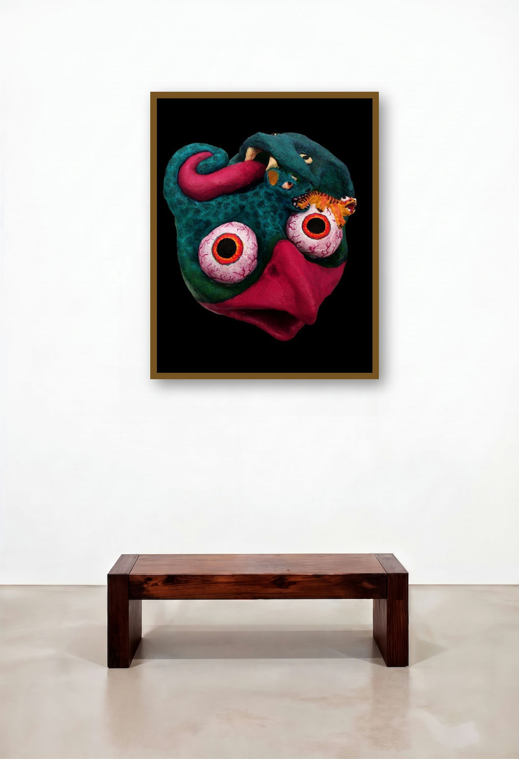 Hunter only thougths 2 (Creature of Dreams) by artist Rainer Clemens Merk displayed in a Minimalist Dining Room