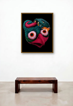 Hunter only thougths 2 (Creature of Dreams) by artist Rainer Clemens Merk displayed in a Minimalist Dining Room