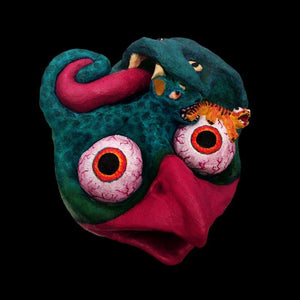 Hunter only thougths 2 (Creature of Dreams) by Rainer Clemens Merk, Print Mixed Media Surrealist Painting on Canvas, X-Small Square Wall Art