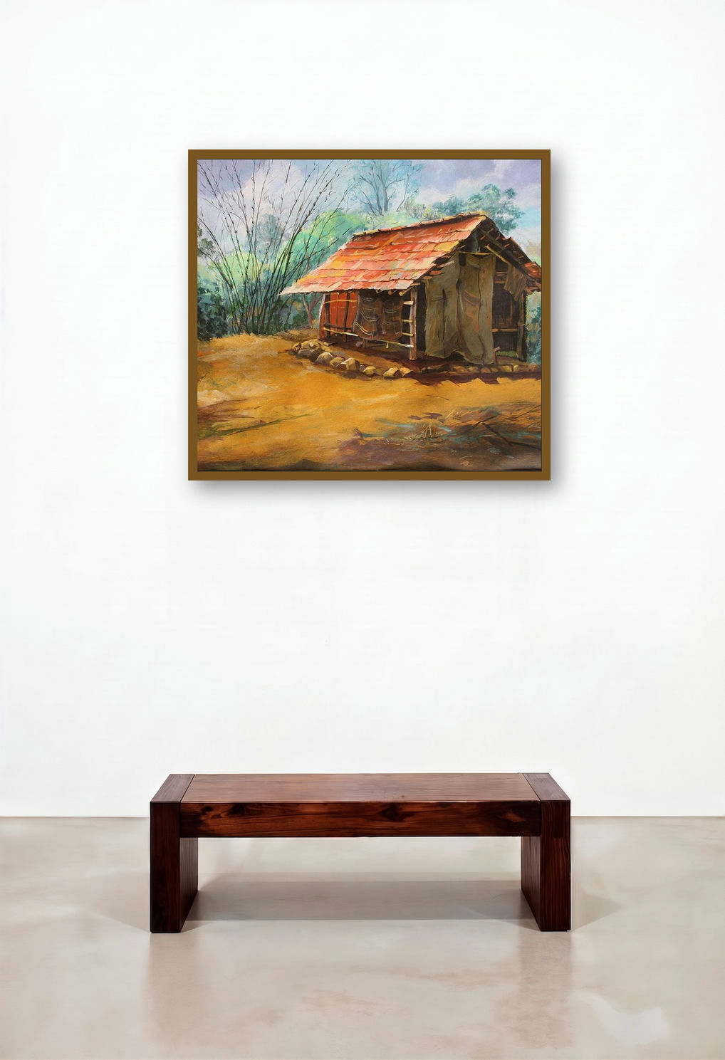 Hut 1 (Rural Cottage) by artist Chandrashekhar P Aher displayed in a Modern Study