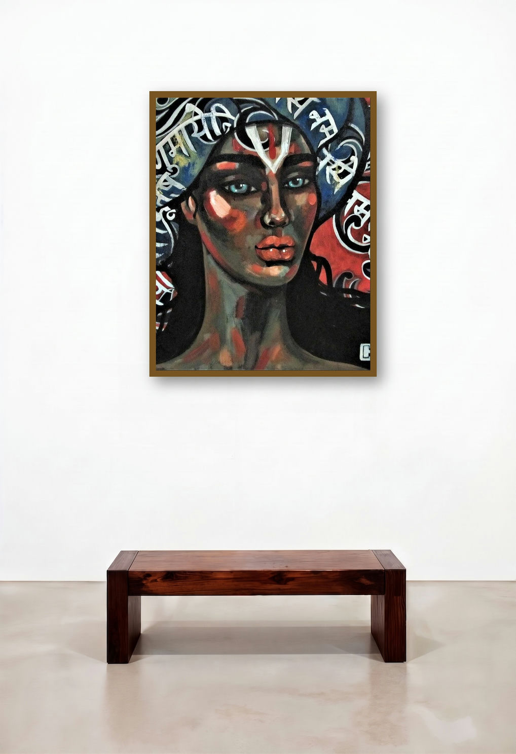 Hymns 2 (Divine Muse) by artist Suruchi Jamkar displayed in a Boutique Hotel Style Library