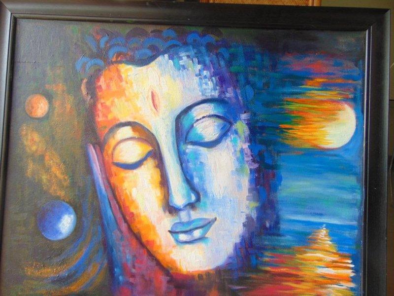 Expressionist acrylic oil painting titled 'I Am Everywhere', 24x30 inches, by artist Purnima Gupta on canvas