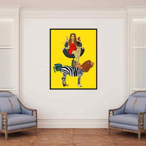 In-situ view of Bandana Kumari's 'I Am Queen' painting in a room