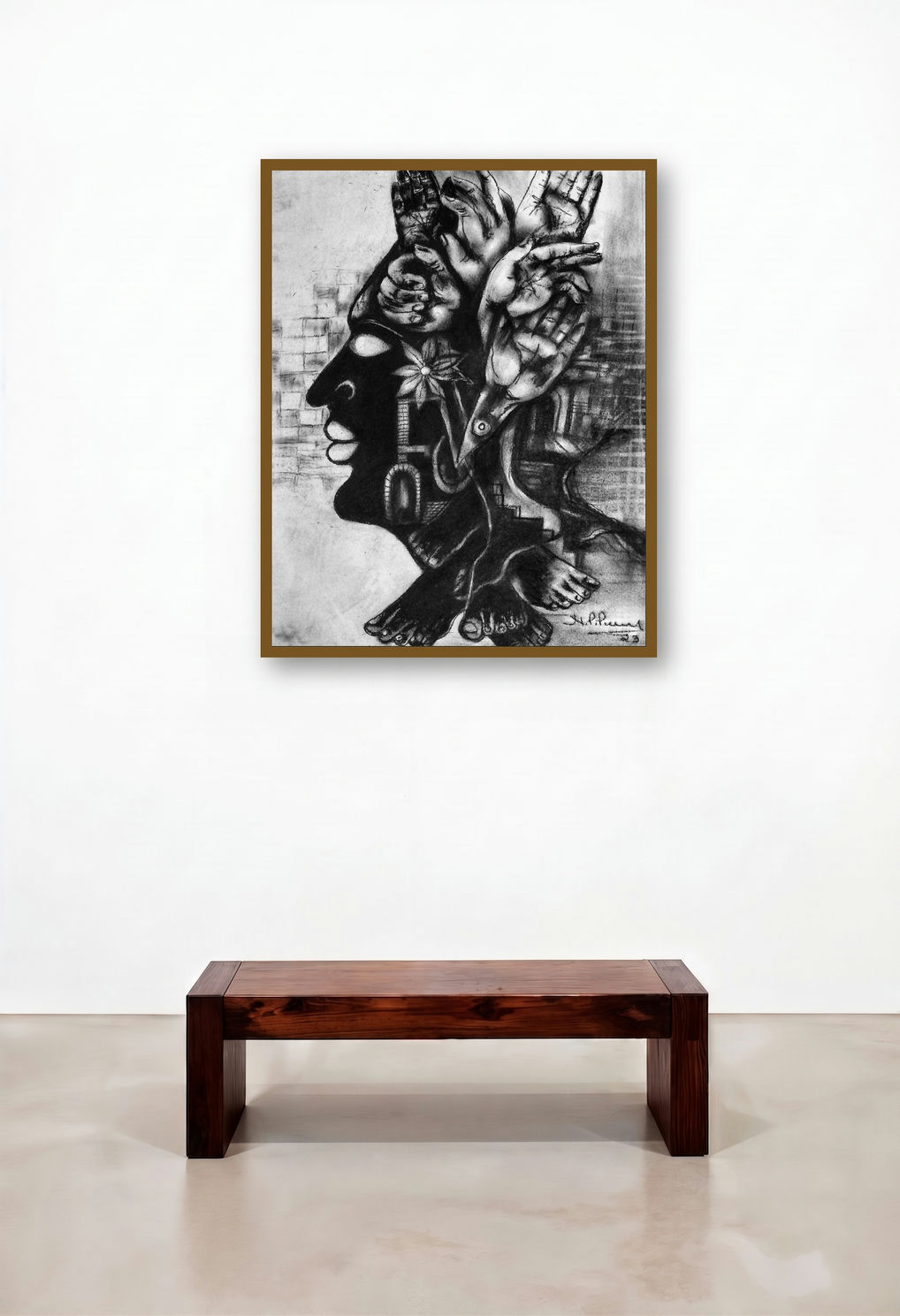 I Am The Winner (The Human Tapestry**) by artist N P Pandey displayed in a Designer Foyer
