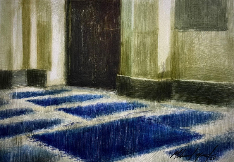 'Ibadat Gaah 2' landscape watercolor painting by artist Mohammad Yusuf, 8x11 inch, on paper