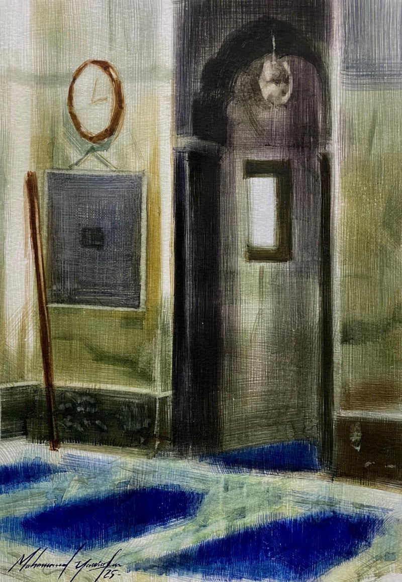 'Ibadat Gah' landscape watercolor painting by artist Mohammad Yusuf, 11x8 inch, on paper