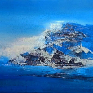 Abstract acrylic painting titled 'Iceberg', 36x36 inches, by artist Dnyaneshwar Dhavale on canvas