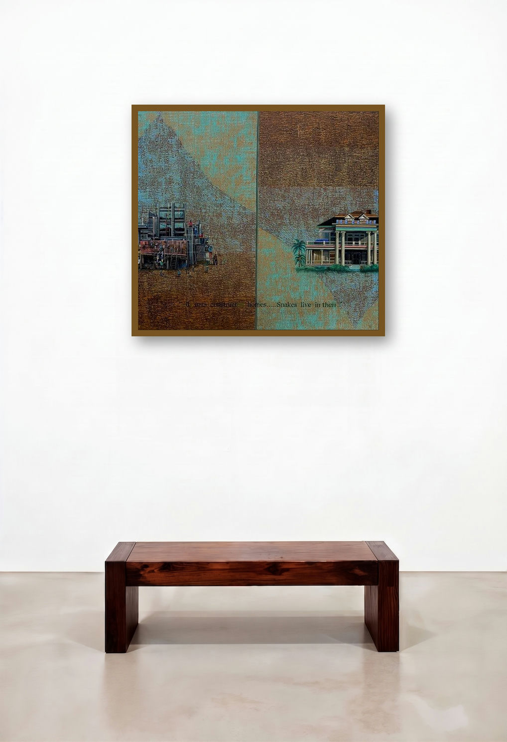 If Ants Construct Homes (Homes... Snakes Live In Them) by artist Balaji Ponna displayed in a Mid-Century Modern Dining Room