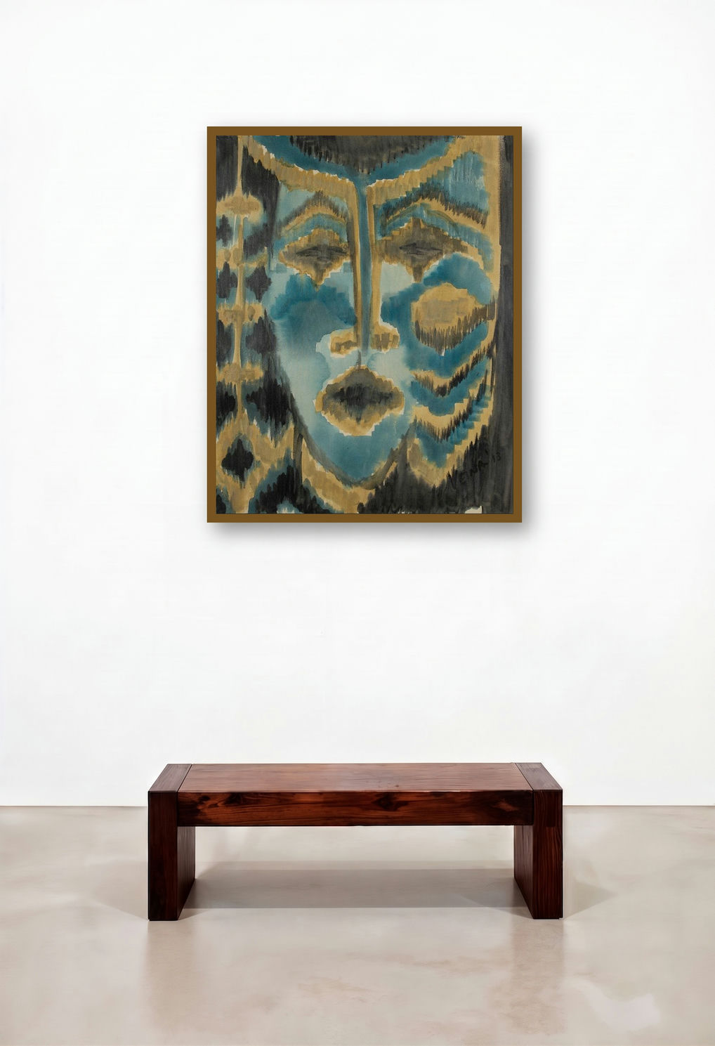 Ikat King by artist Veena Advani displayed in a Minimalist Hotel Suite
