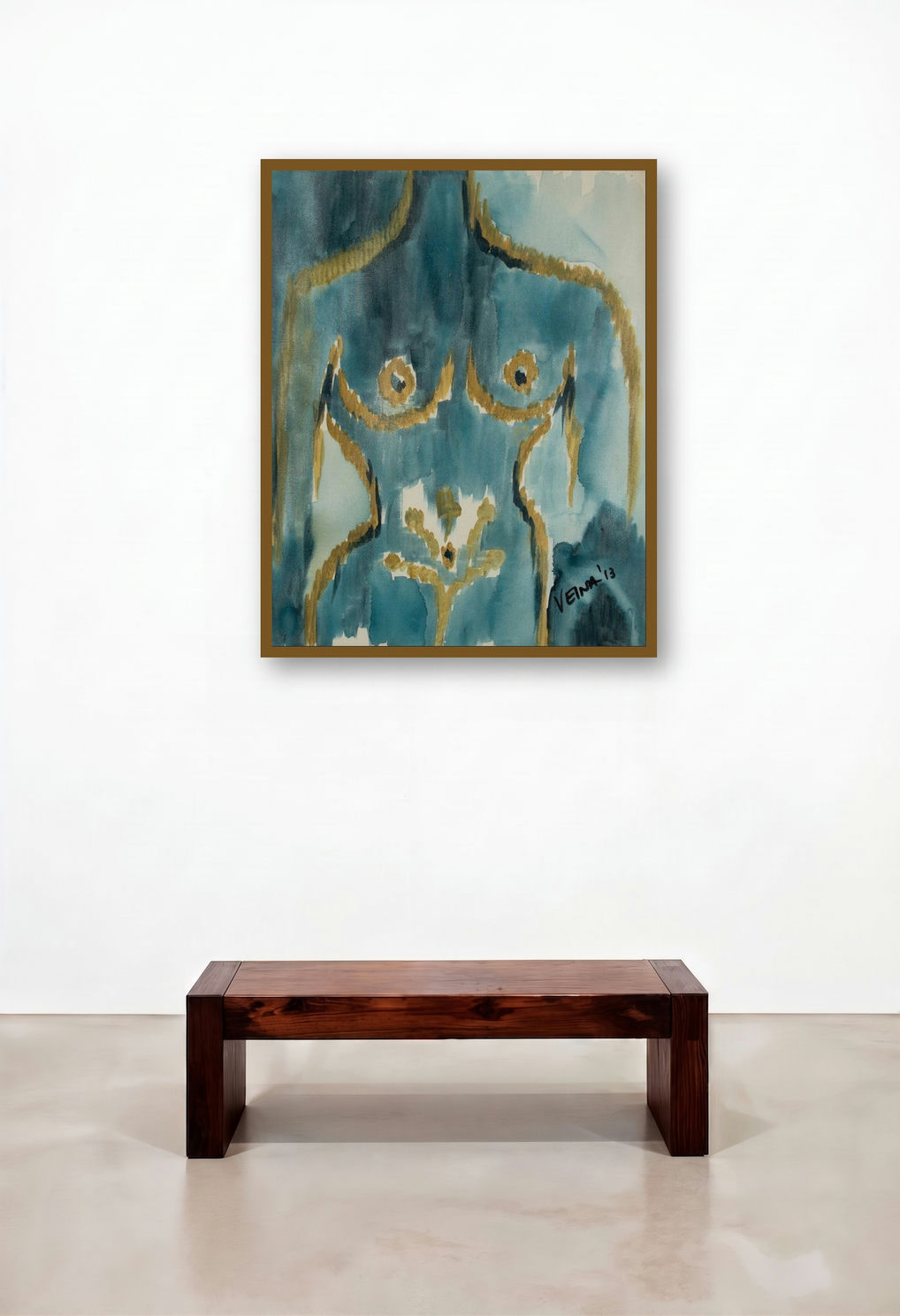 Ikat Nude (Anatomy of Form) by artist Veena Advani displayed in a Urban Loft Executive Office