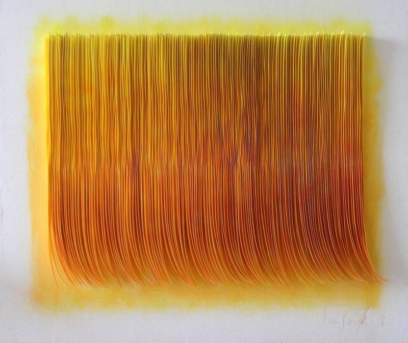 'Illumination' abstract acrylic painting by artist Jin Sook Shinde, 43x48 inch, on paper