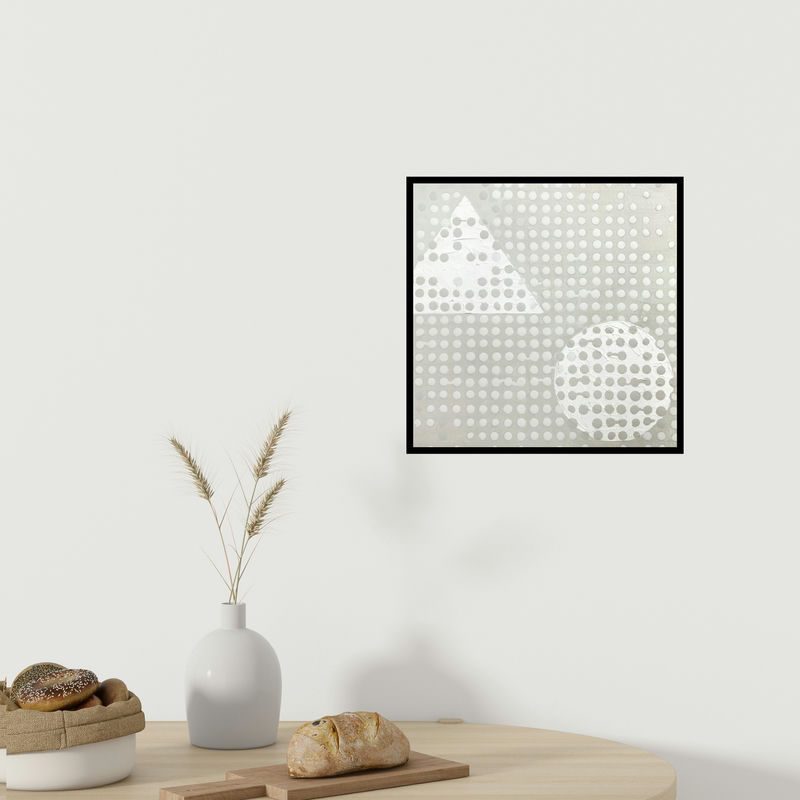 In-situ view of Sameer Patil's 'Illusion 6 (Shapes and Dots)' painting in a room