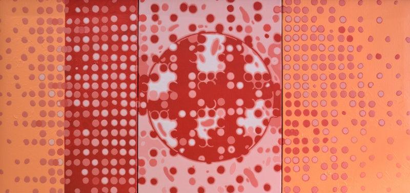 Abstract acrylic painting titled 'Illusion 8', 12x30 inches, by artist Sameer Patil on Canvas