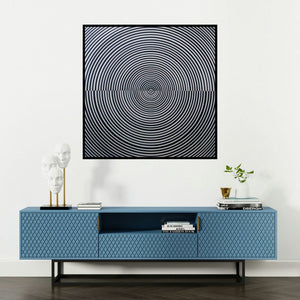 'Illusion (Optical Illusion)' painting by Ghanshyam Gupta shown on a wall in a furnished room.