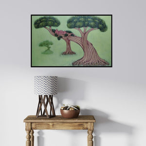 In-situ view of Subir Das's 'Illusion Of Nature 3 (A Dreamy Abode)' painting in a room