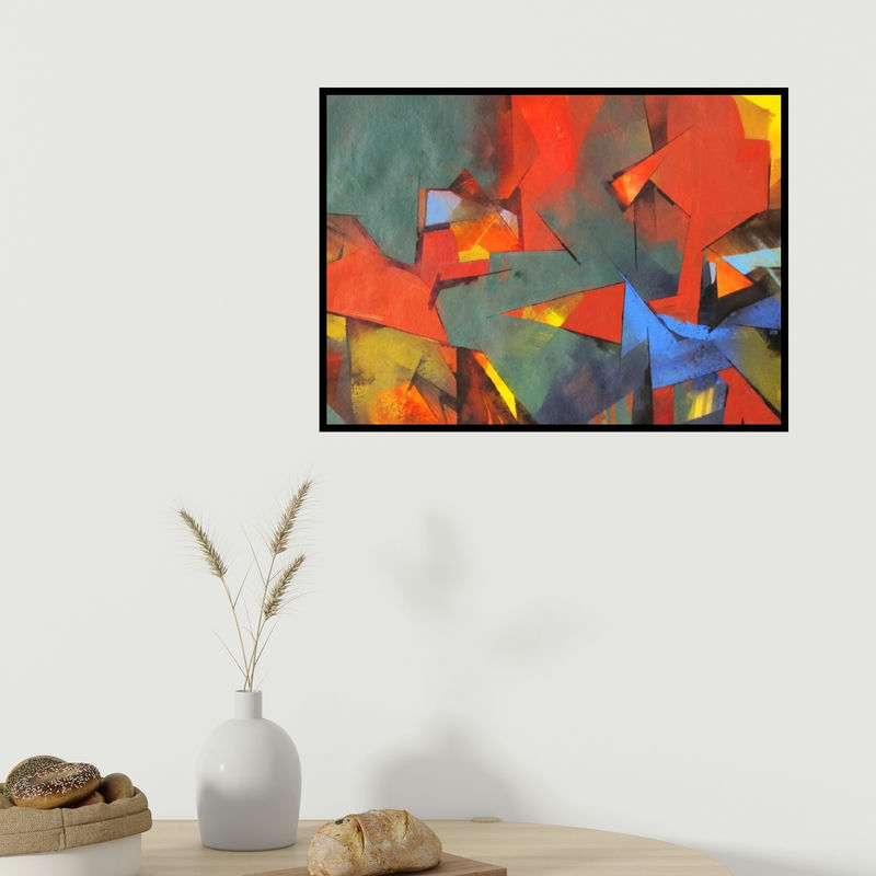 In-situ view of Siddhesh Rane's 'Illusion (Interwoven Realities)' painting in a room