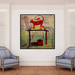 In-situ view of Lakhan Singh Jat's 'Img 20200518 113933 (The Watcher)' painting in a room