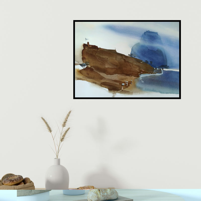 In-situ view of Prashant Prabhu's 'Immigrating Landscape Towards Abstract' painting in a room