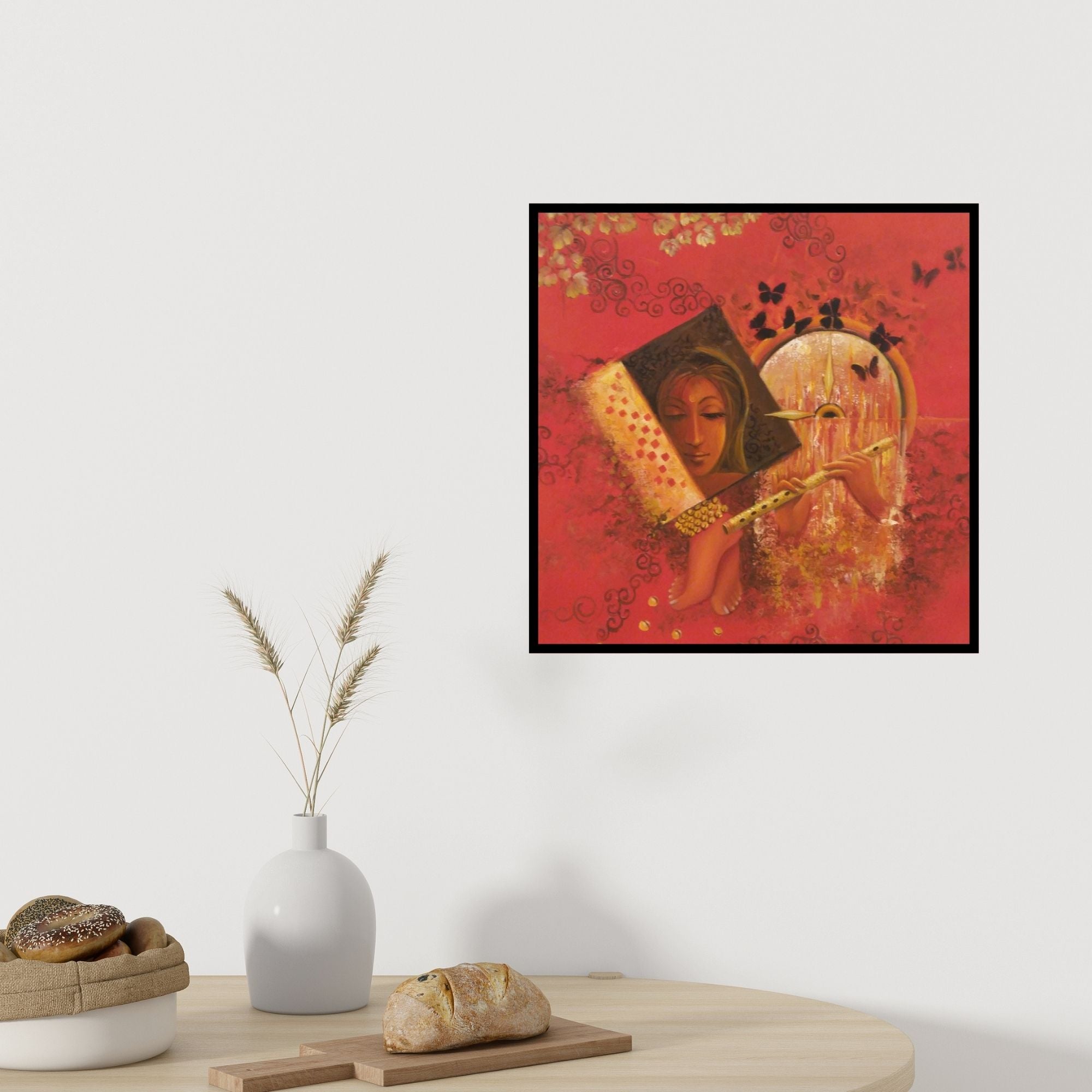 In-situ view of Rakhi Baid's 'Immortal Love (Divine Melody)' painting in a room