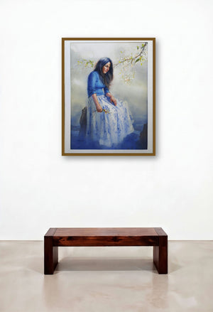 In Deep Thoughts 1 by artist Ganesh Hire displayed in a Luxury Bedroom