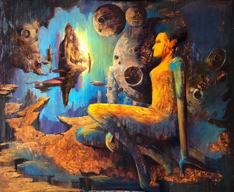 Figurative oil painting titled 'In my Dreams 1', 30x36 inches, by artist Atif Pachapuri on Canvas