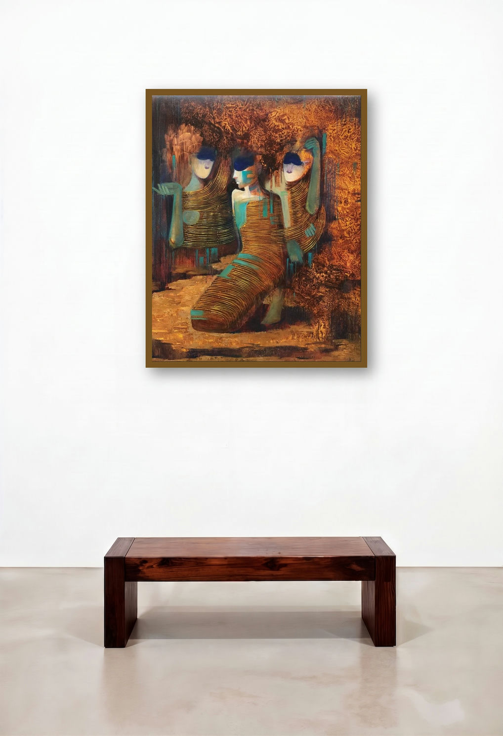 In My Dreams 3 (The Silent Conversation) by artist Atif Pachapuri displayed in a Contemporary Dining Room