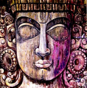 In The Shelter Of Faith I by Suruchi Jamkar, Original Acrylic Surrealist Painting on Canvas, X-Large Square Wall Art