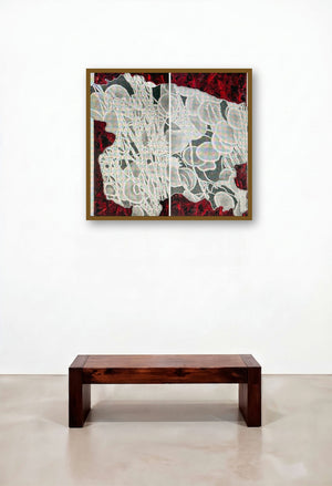 In The Spaces We Live (Diptych) by artist Parvathi Nayar displayed in a Modern Home Office