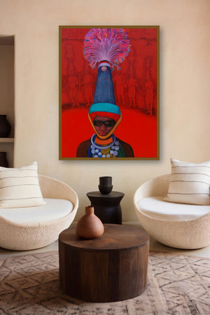 Incredible Tribal Beauty 6 (Tribal Warrior) by artist Sunil Paraji Tambe displayed in a Contemporary Exhibition gallery