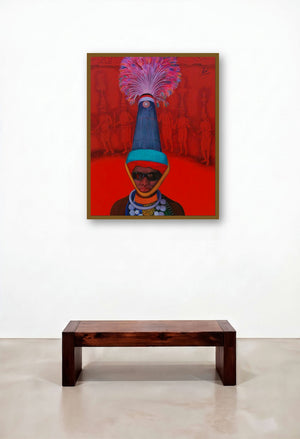 Incredible Tribal Beauty 6 (Tribal Warrior) by artist Sunil Paraji Tambe displayed in a Eclectic Family Room