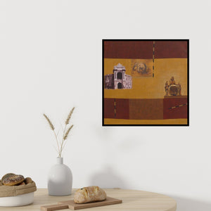 In-situ view of Sanjay's 'Indian Monument Wall I' painting in a room