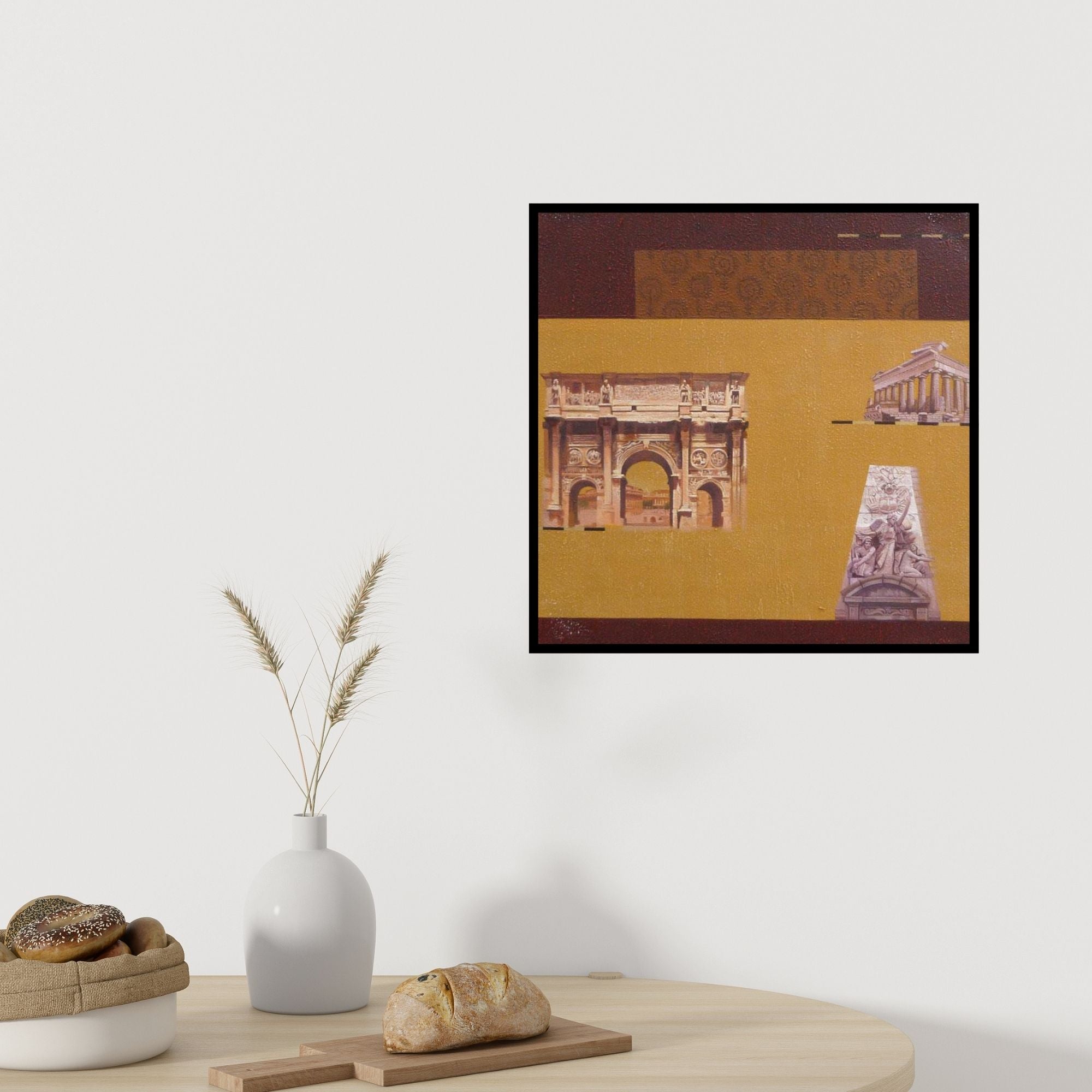 In-situ view of Sanjay's 'Indian Monument Wall Ii' painting in a room