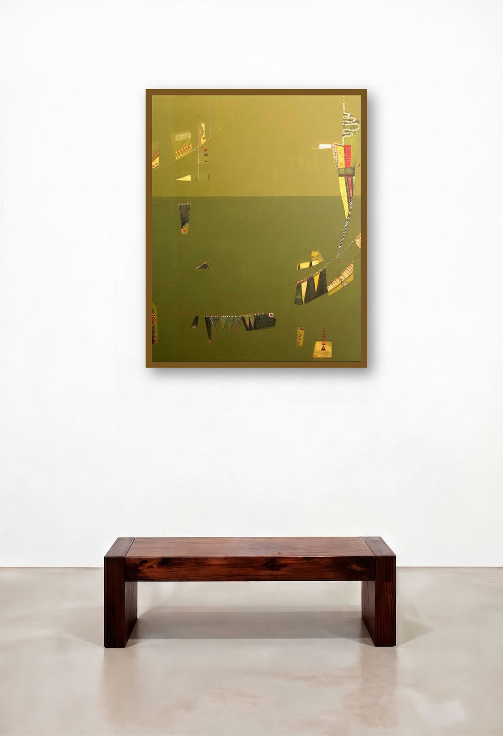 Indian Tradition (A World Unseen) by artist Chandra Bhushan Srivastava displayed in a Contemporary Hotel Lobby
