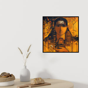 In-situ view of Sachin Sagare's 'The Indian Woman 2' painting in a room