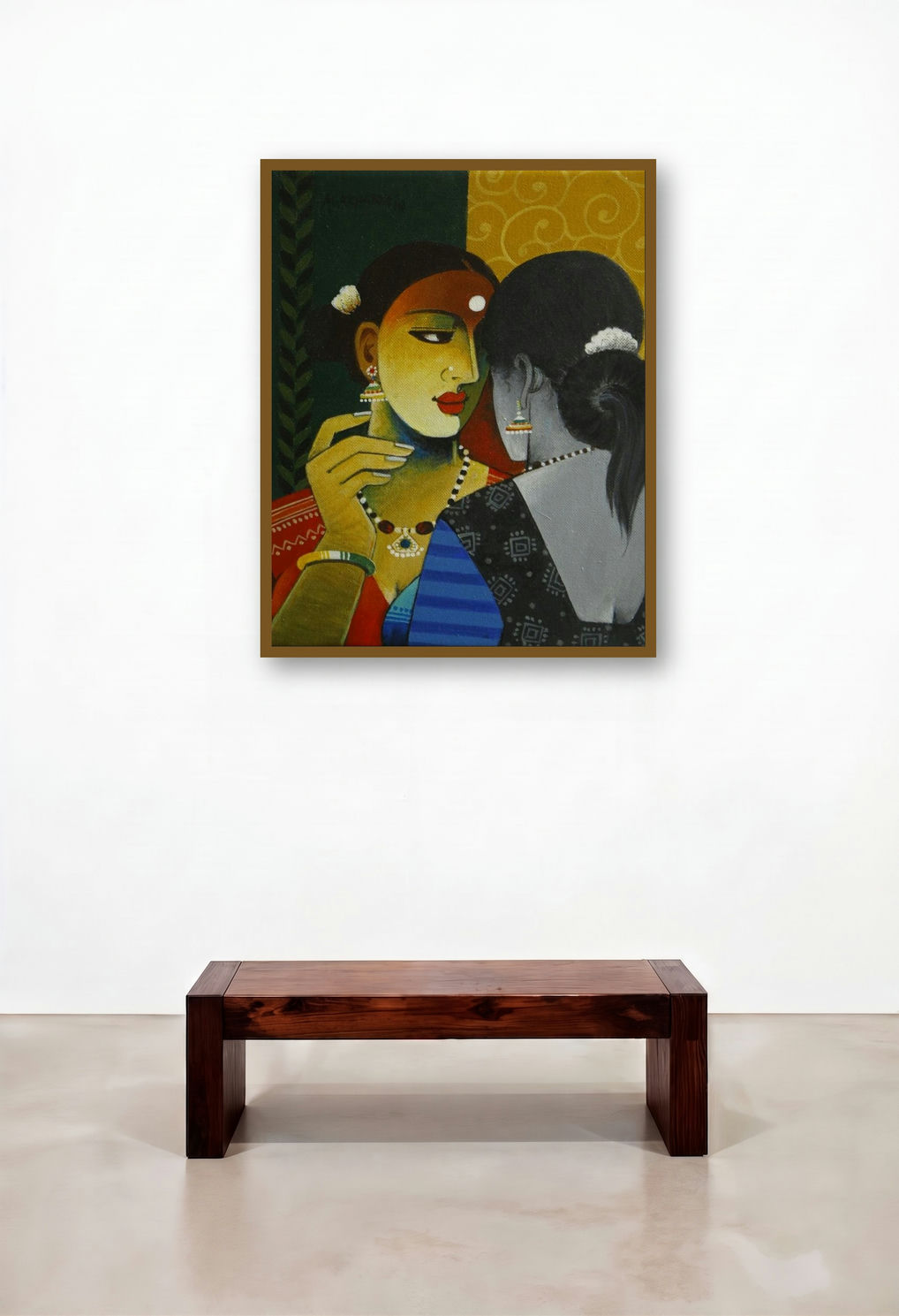 Indian Woman 5 by artist Agacharya A displayed in a Mid-Century Modern Lounge