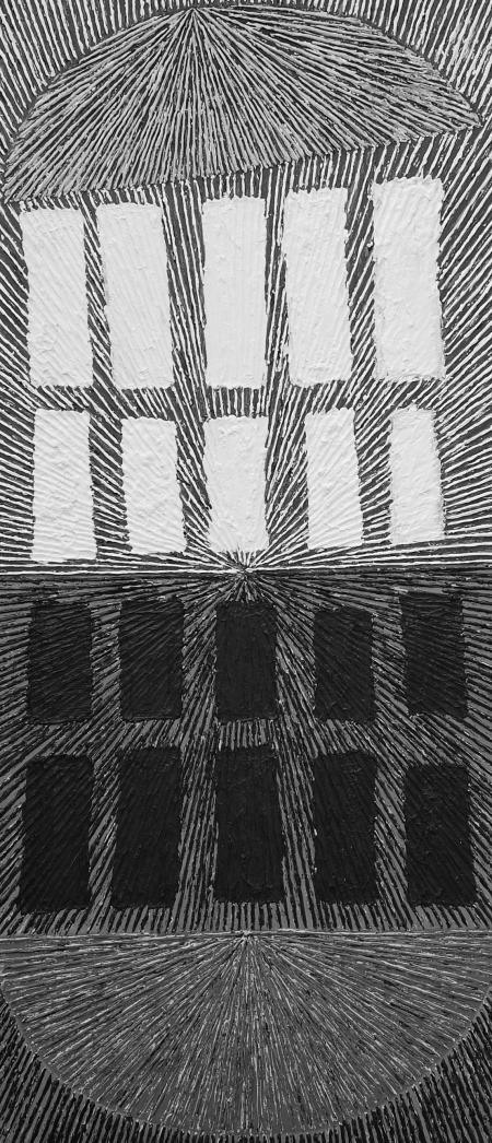 Abstract oil painting titled 'Infinite 08', 24x54 inches, by artist Sandesh Khule on Canvas