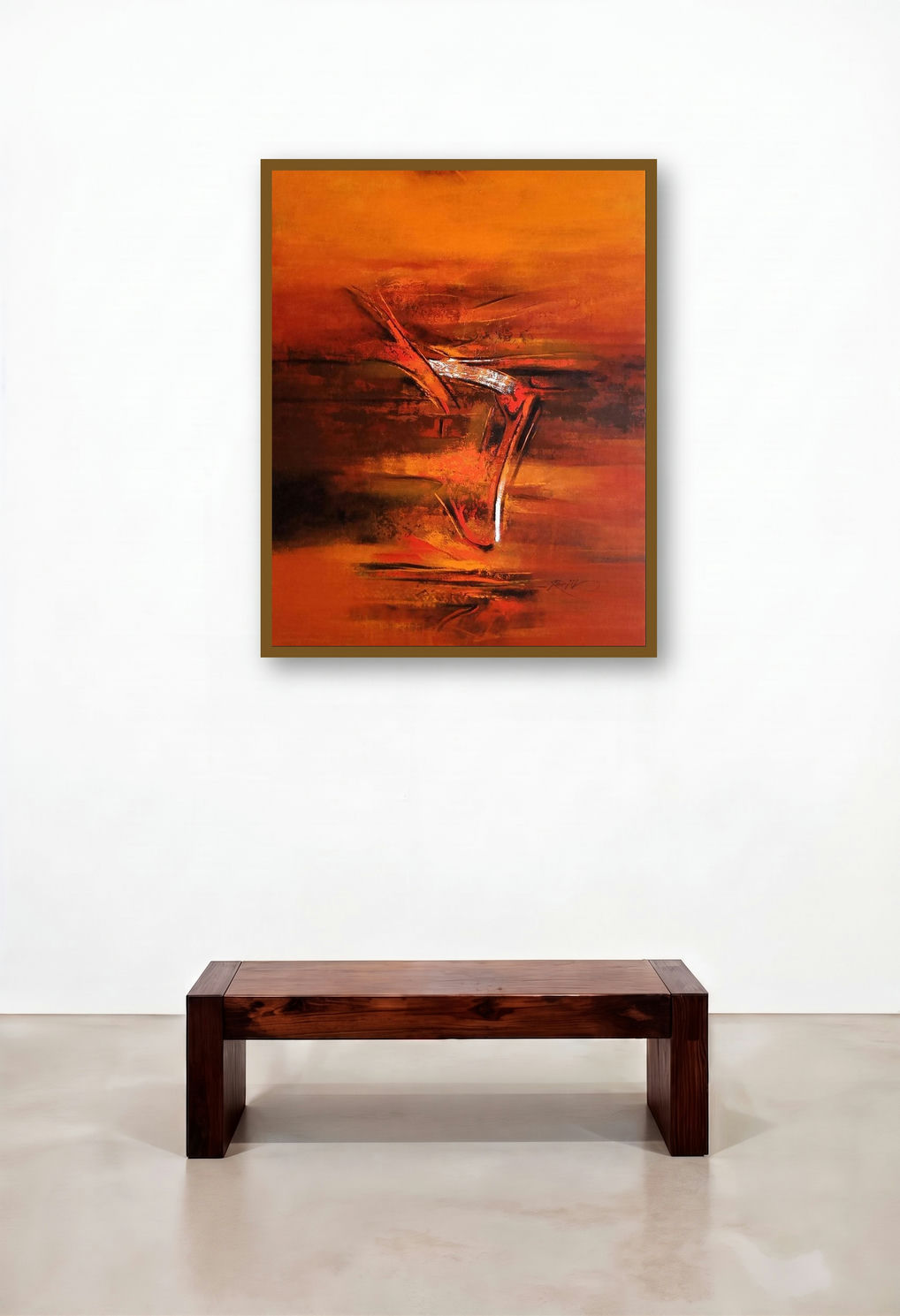 Infinity 6 (The Dance of Fire) by artist Ranjit Singh Kurmi displayed in a Luxury Living Room