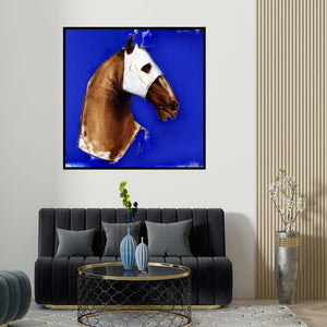 Aditya Shirke's 'Ink Blue' painting visualized above a sofa in a contemporary room.