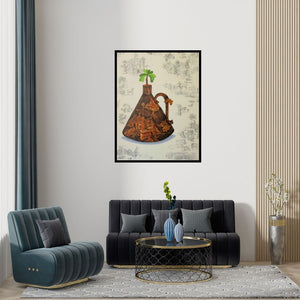 Preview of 'Inner Light 2 (Pot of Memories)' Painting by Manjunath Wali shown on a wall in a furnished room.