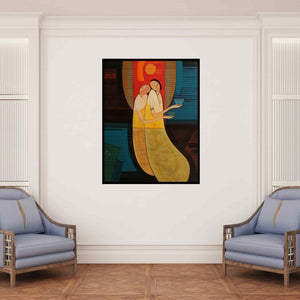 In-situ view of Dattatraya Thombare's 'Inner Love' painting in a room